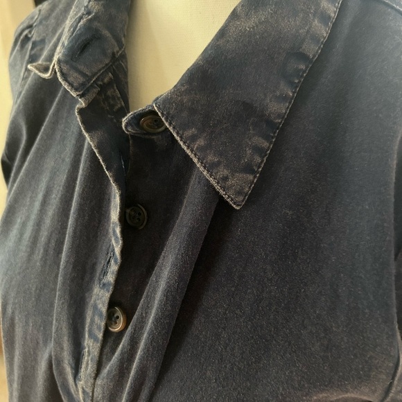 Free People Navy Blue Button up Peplum Shirt or Jacket Size Medium - Picture 5 of 8